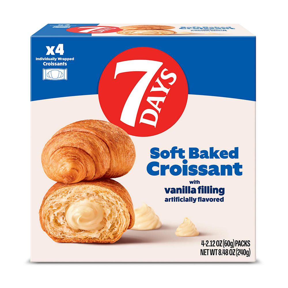 7Days Soft Croissant Vanilla Flavor Filling 4 ct, 2.12 oz