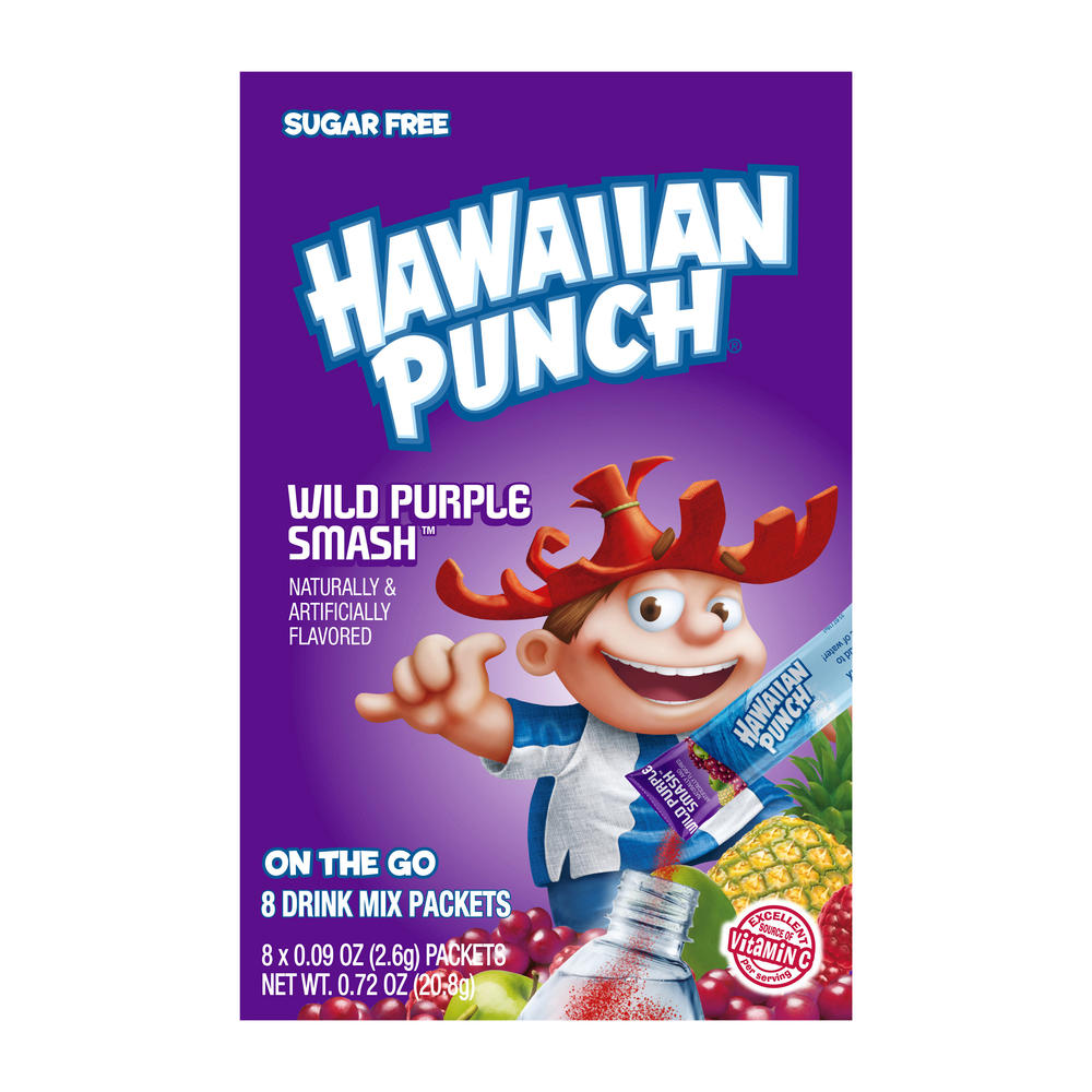 Hawaiian Punch Sugar Free On the Go Drink Mix Packets - Wild Purple Smash, 8 ct