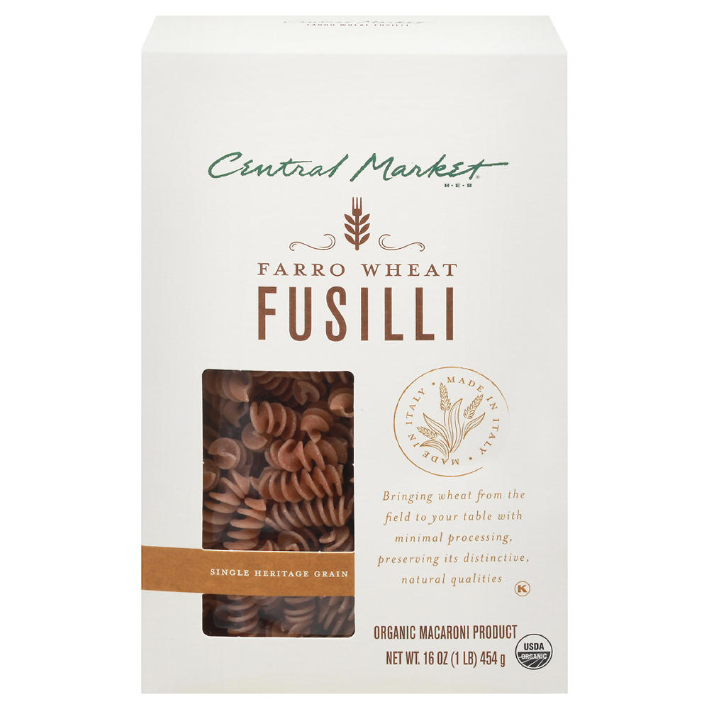 Central Market Organic Single Heritage Grain Farro Wheat Fusilli Pasta, 16 oz