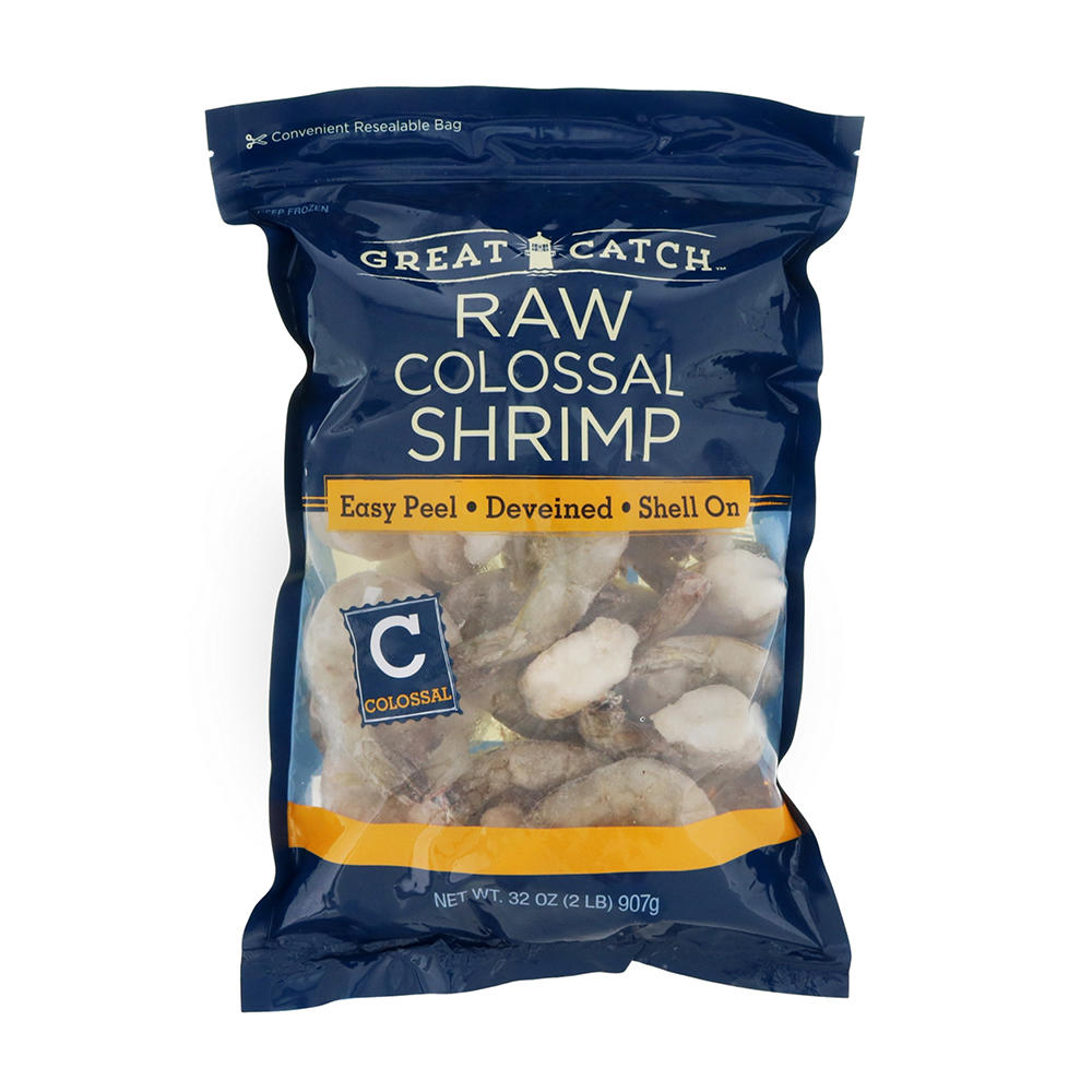 Great Catch Frozen Easy Peel Deveined Colossal Raw Shrimp, 13 - 15 ct/lb, 2 lbs