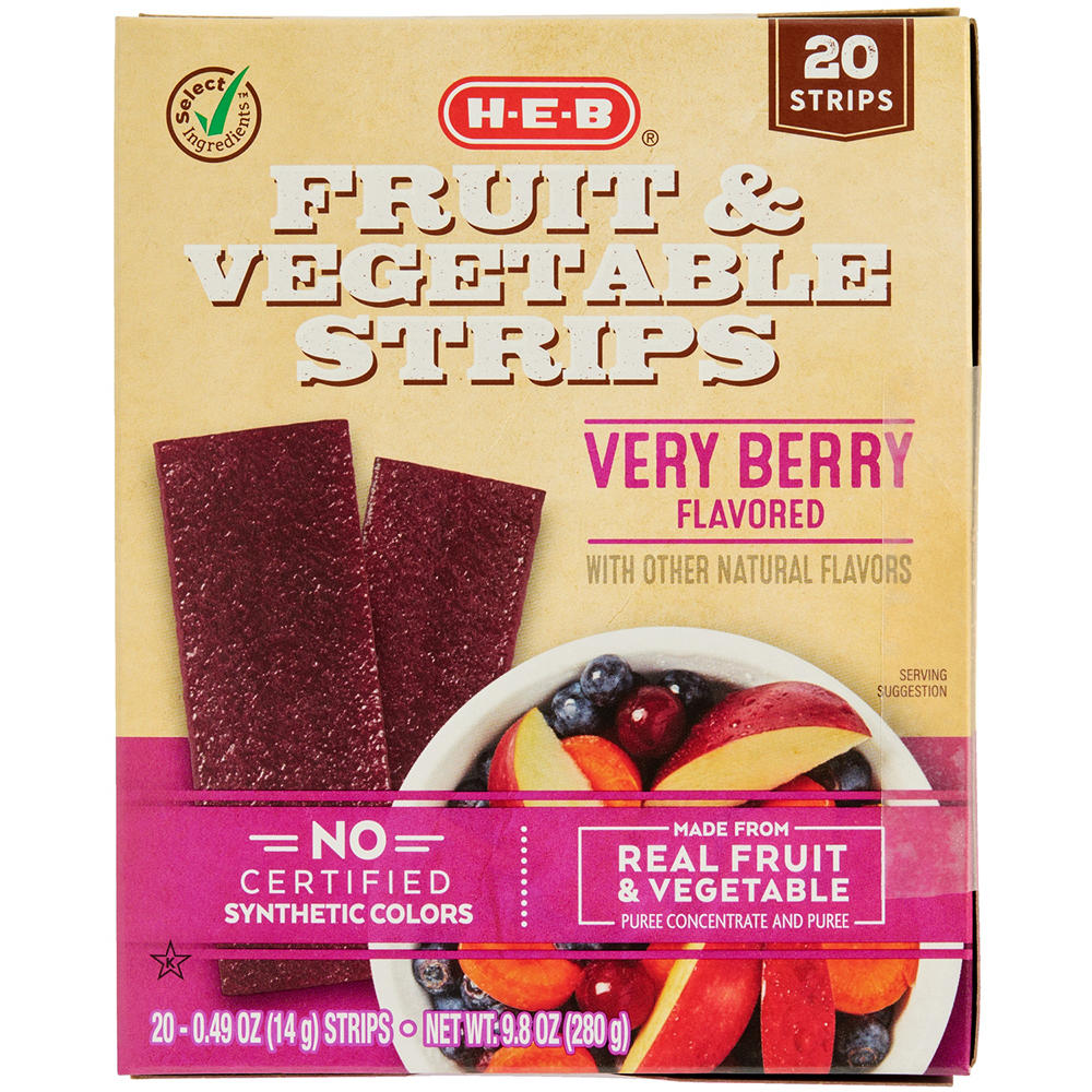 H-E-B Fruit & Vegetable Strips Fruit Snacks - Very Berry, 20 ct
