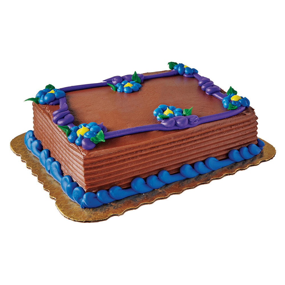 H-E-B Bakery Swirling Floral Chocolate Buttercream Chocolate Cake, 1/8 Sheet