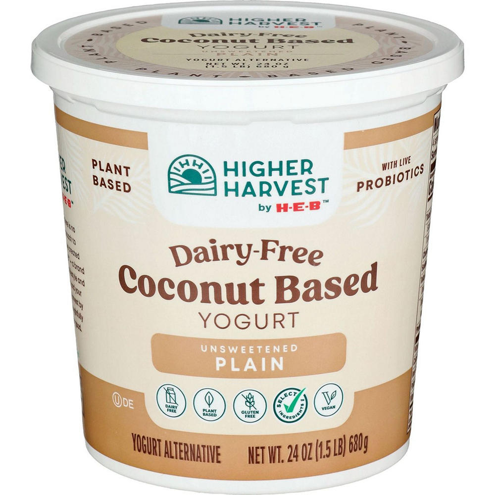 Higher Harvest by H-E-B Dairy Free Coconut-Based Yogurt – Unsweetened Plain, 24 oz
