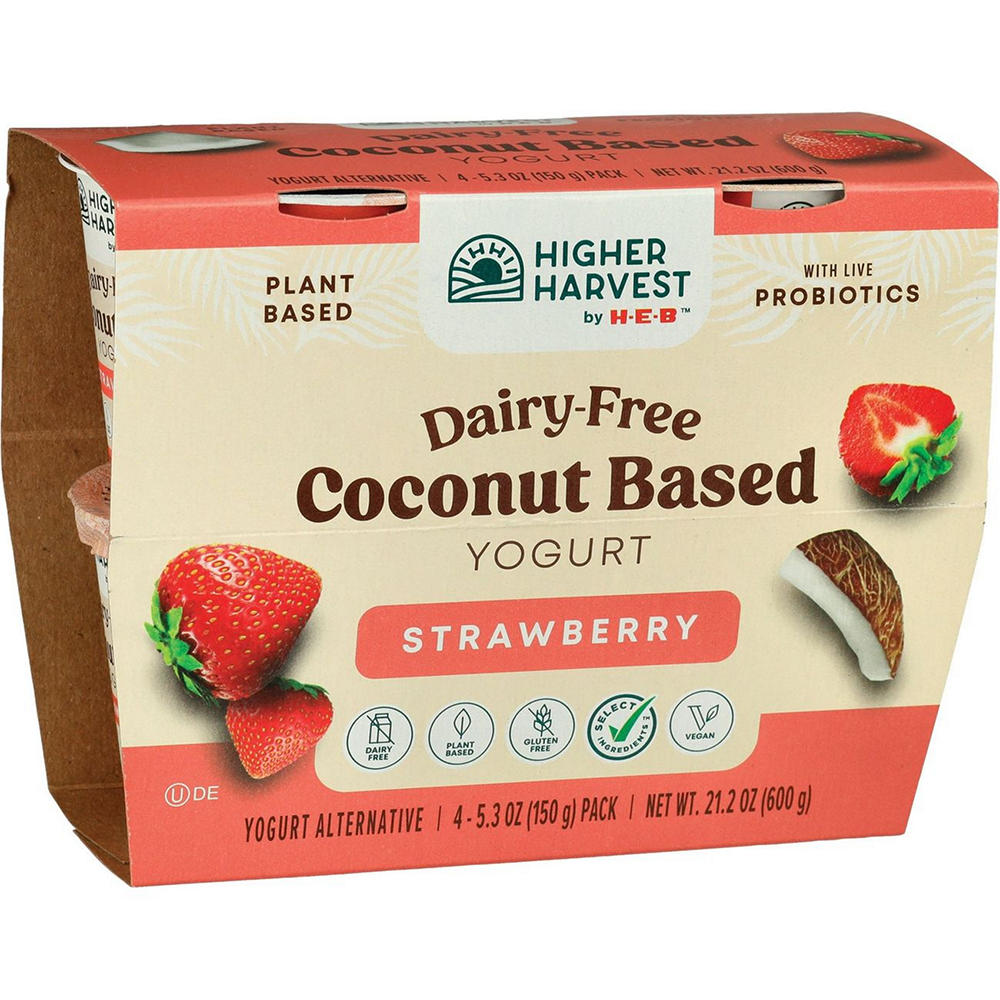 Higher Harvest by H-E-B Dairy Free Coconut-Based Yogurt – Strawberry, 4 ct