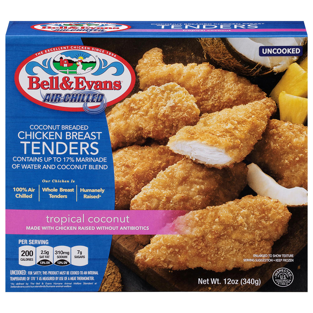 Bell & Evans Frozen Coconut Breaded Chicken Breast Tenders, 12 oz