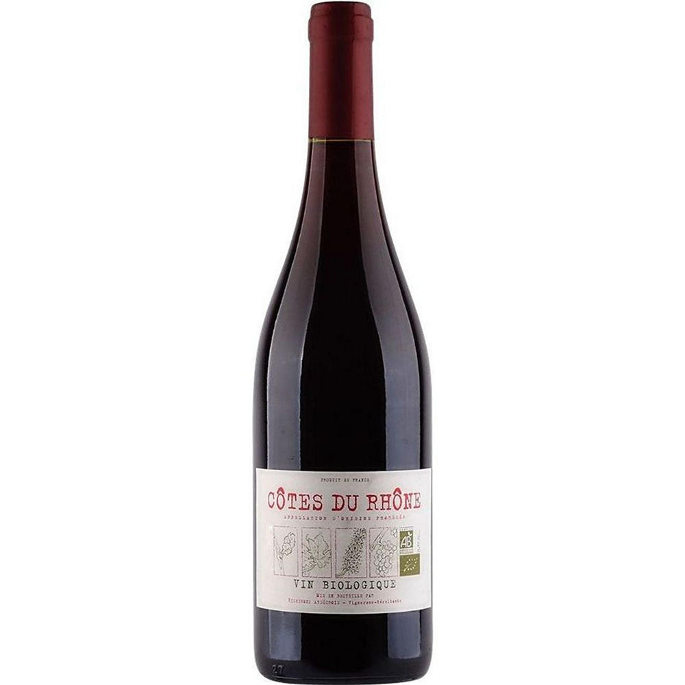Vignerons Ardechois Organic Cotes Du Rhone Red French Red Wine, 750 mL