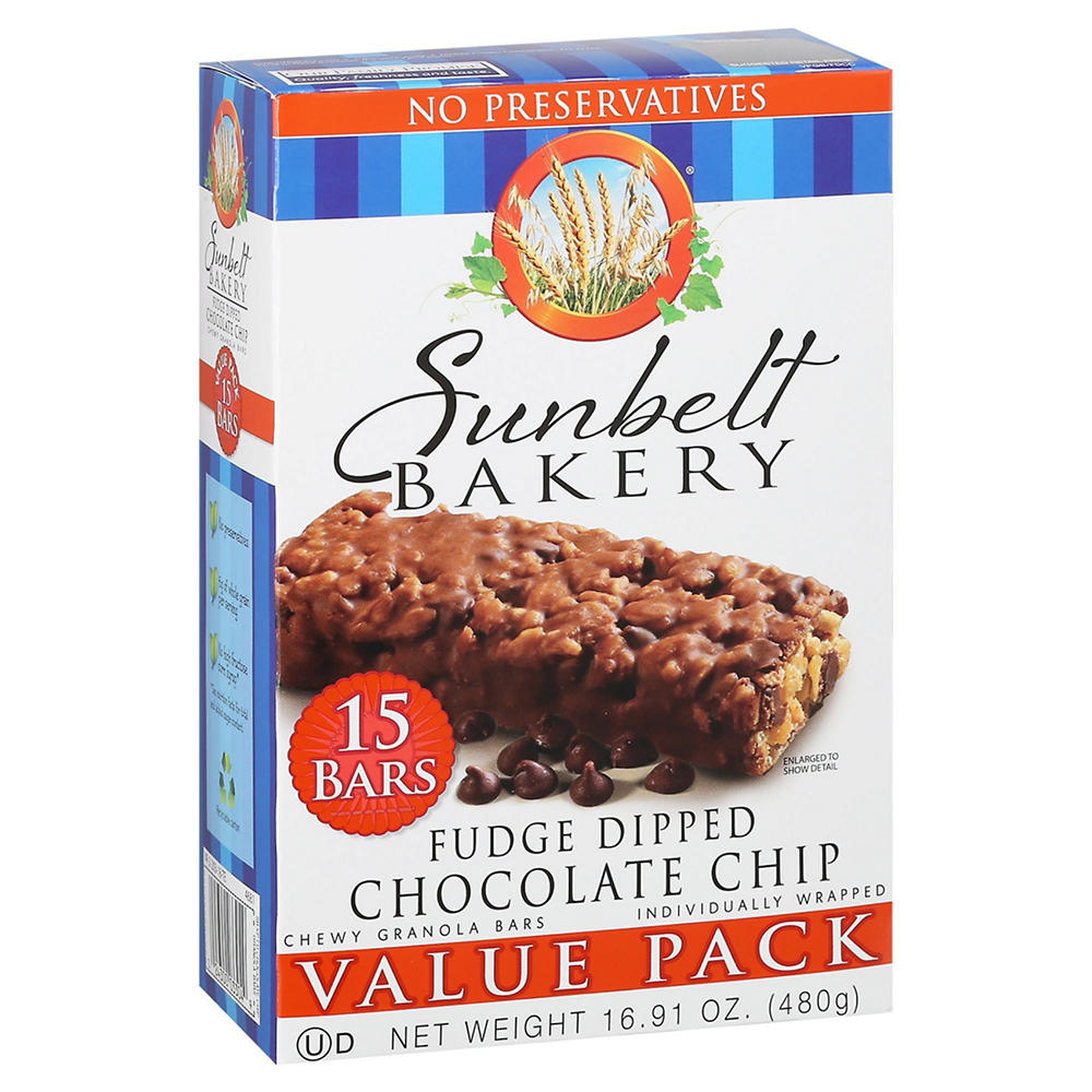 Sunbelt Bakery Fudge Dipped Chocolate Chip Granola Bars, 15 ct