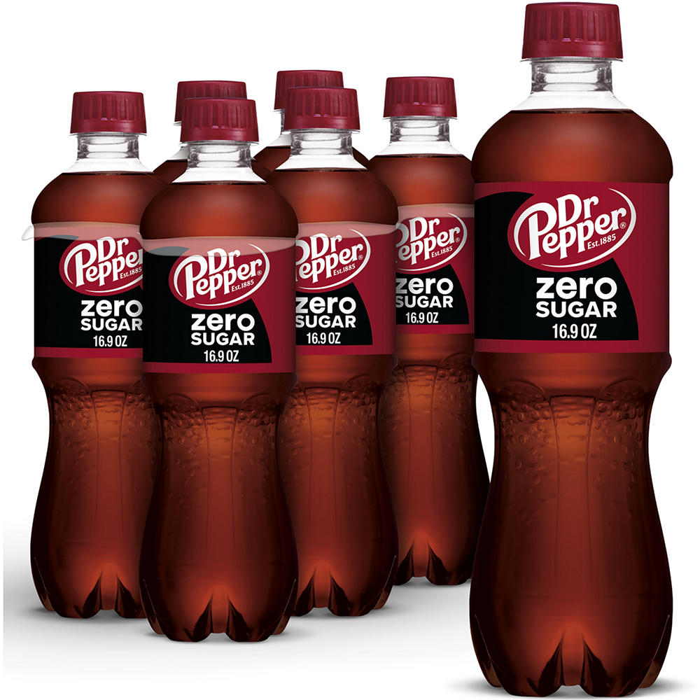 Dr Pepper Zero Sugar Soda 6 pk Bottles, .5 L