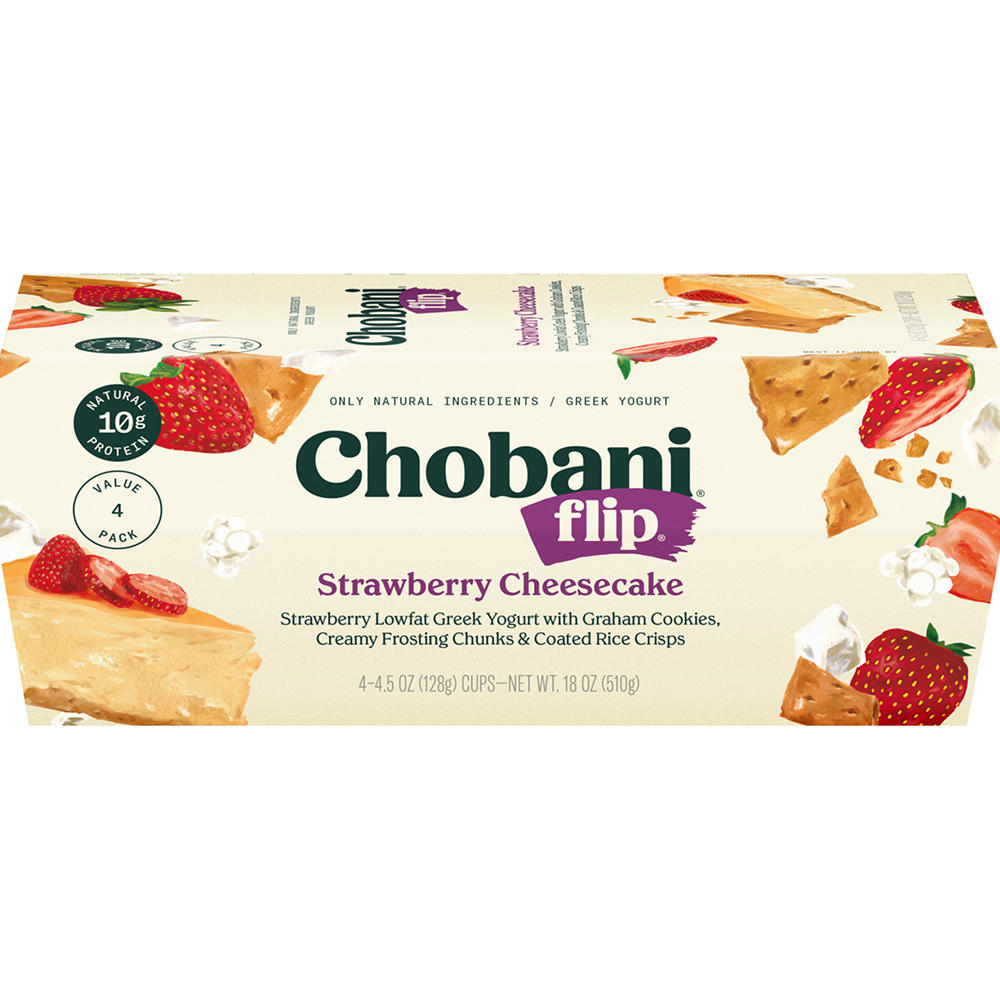 Chobani Flip Low-Fat Strawberry Cheesecake Greek Yogurt, 4 ct