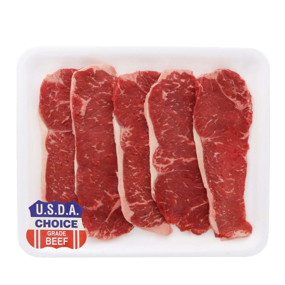 H-E-B Beef New York Strip Steak Boneless Thin Value Pack, USDA Choice, Avg. 1.21 lbs