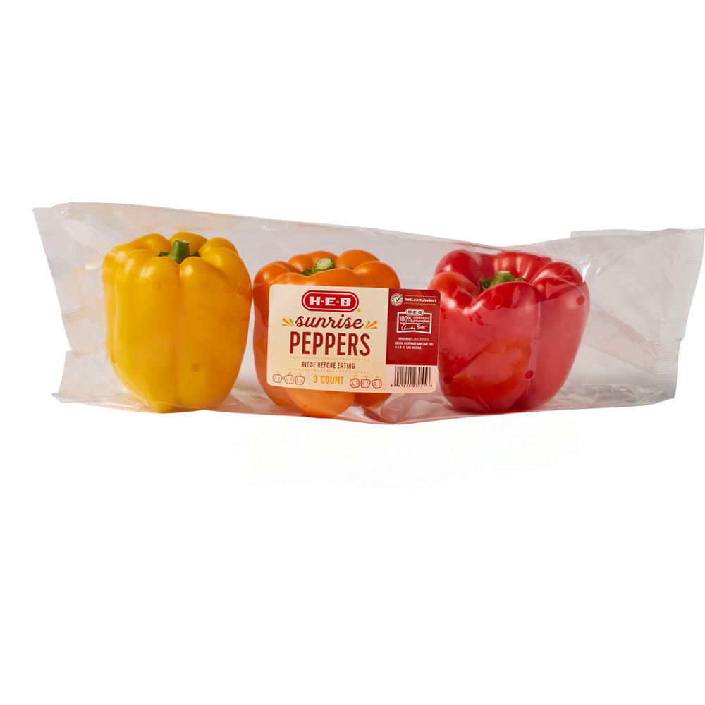 H-E-B Fresh Sunrise Bell Peppers, 3 ct