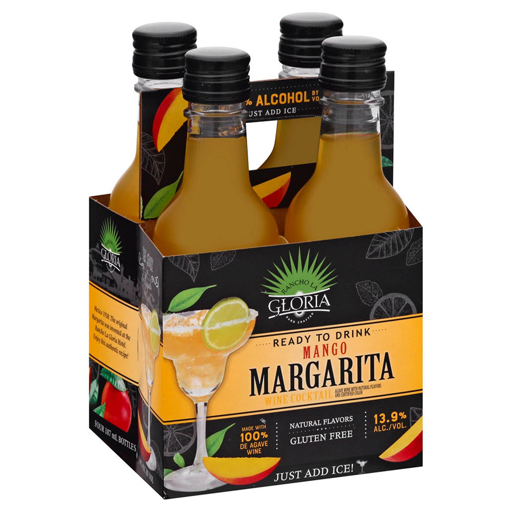 Rancho La Gloria Mango Margarita 187 mL Bottles, 4 pk