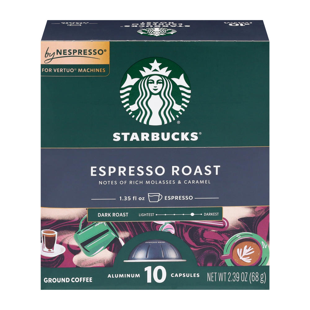 Starbucks Espresso Roast Nespresso Vertuo Capsules, 10 ct