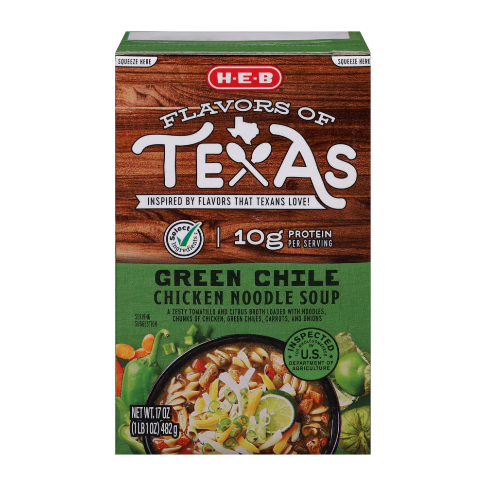 H-E-B Green Chile Chicken Noodle Soup, 17 oz