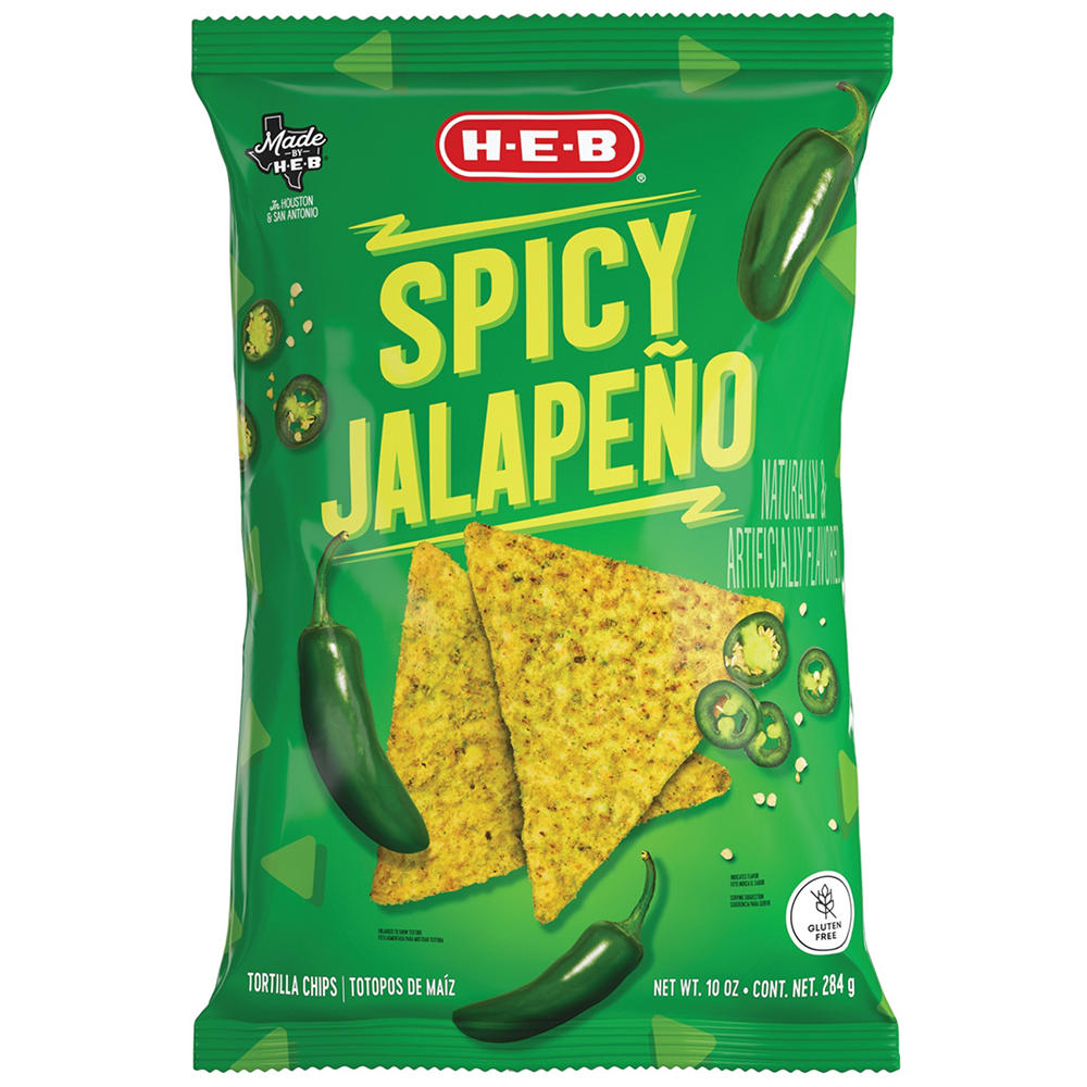 H-E-B Spicy Jalapeño Flavored Tortilla Chips, 10 oz