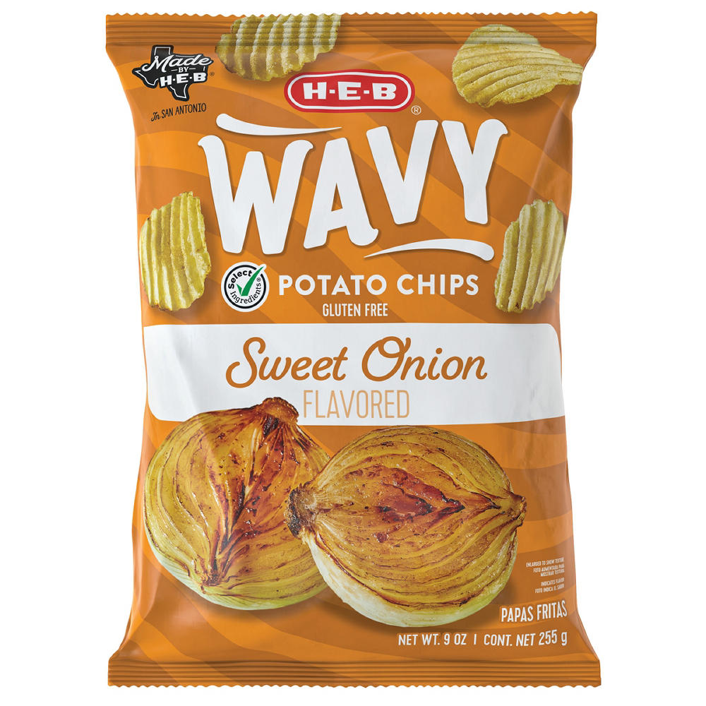 H-E-B Wavy Potato Chips - Sweet Onion, 9 oz