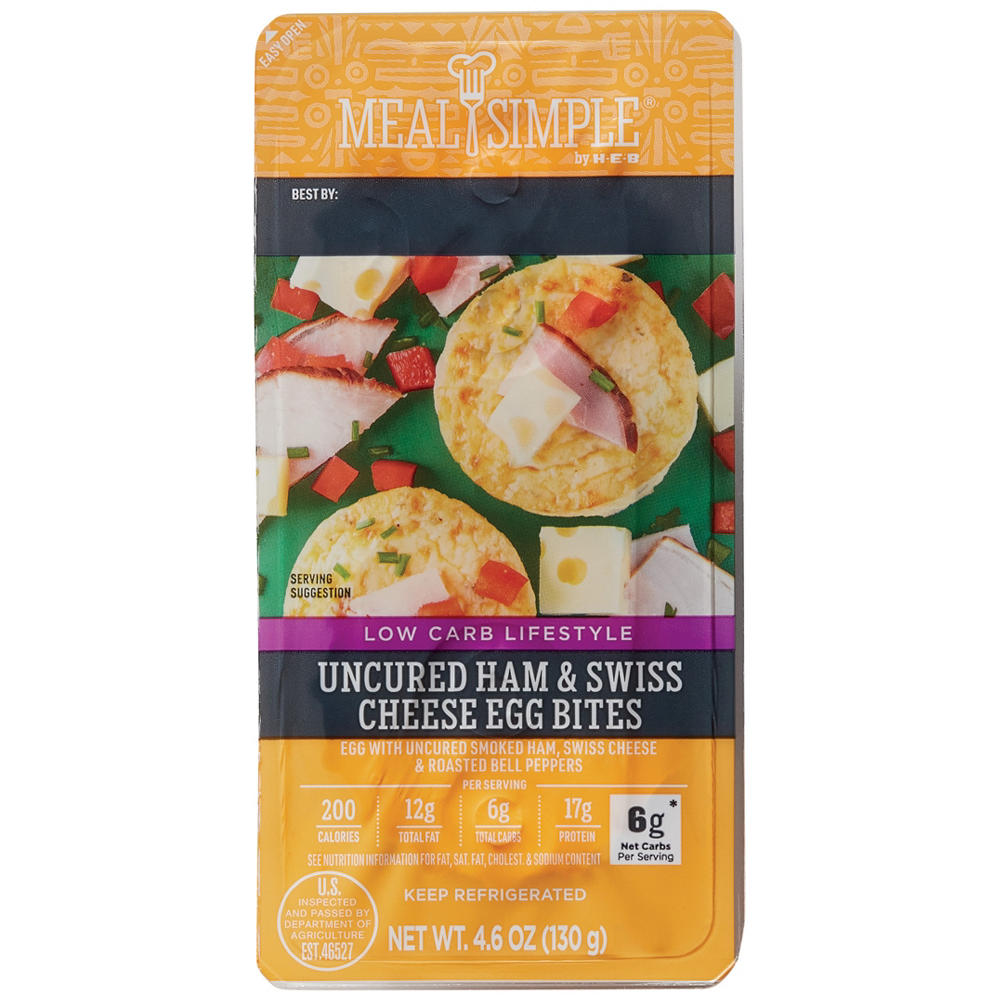 Meal Simple by H-E-B Low Carb Lifestyle Egg Bites - Uncured Ham & Swiss, 2 ct