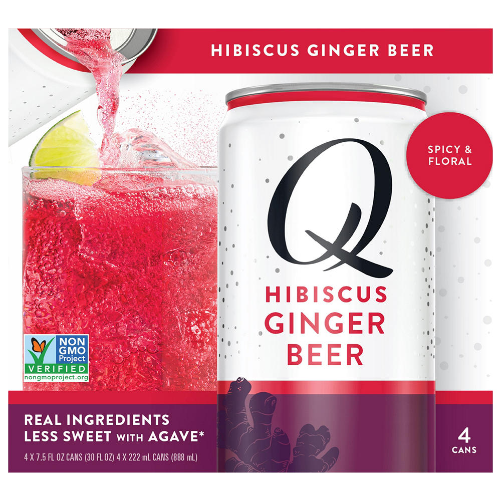Q Hibiscus Ginger Beer 7.5 oz Cans, 4 pk