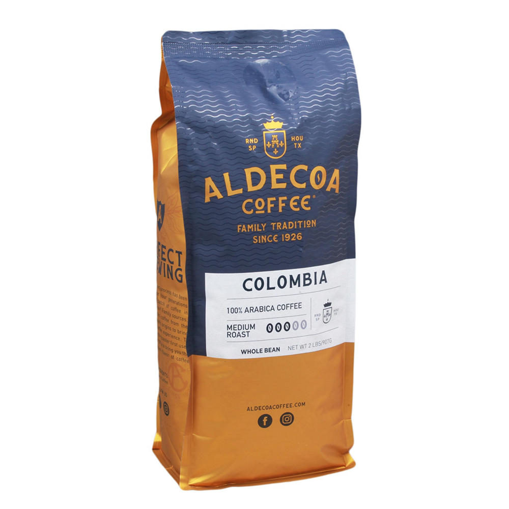 Aldecoa Colombia Medium Roast Whole Bean Coffee, 2 lb