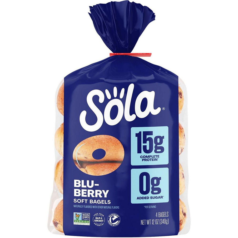 Sola 14g Protein Blu-berry Bagels, 12 oz