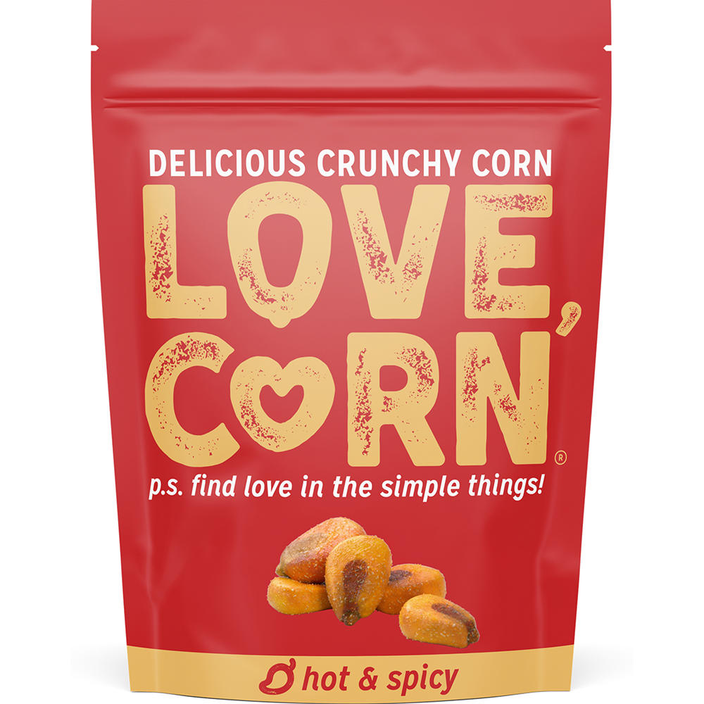 LOVE CORN Crunchy Corn Snack - Hot & Spicy, 4 oz