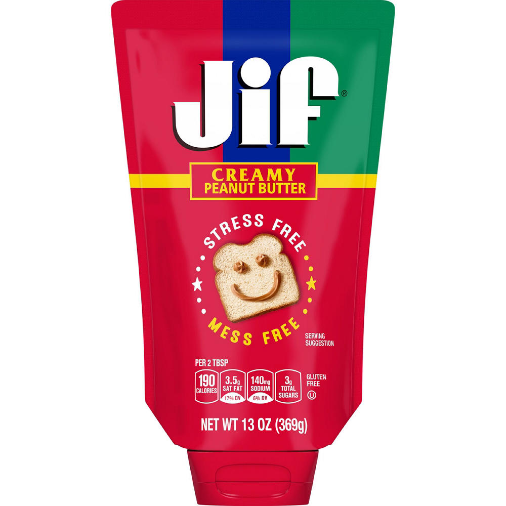 Jif Squeezable Creamy Peanut Butter Pouch, 13 oz