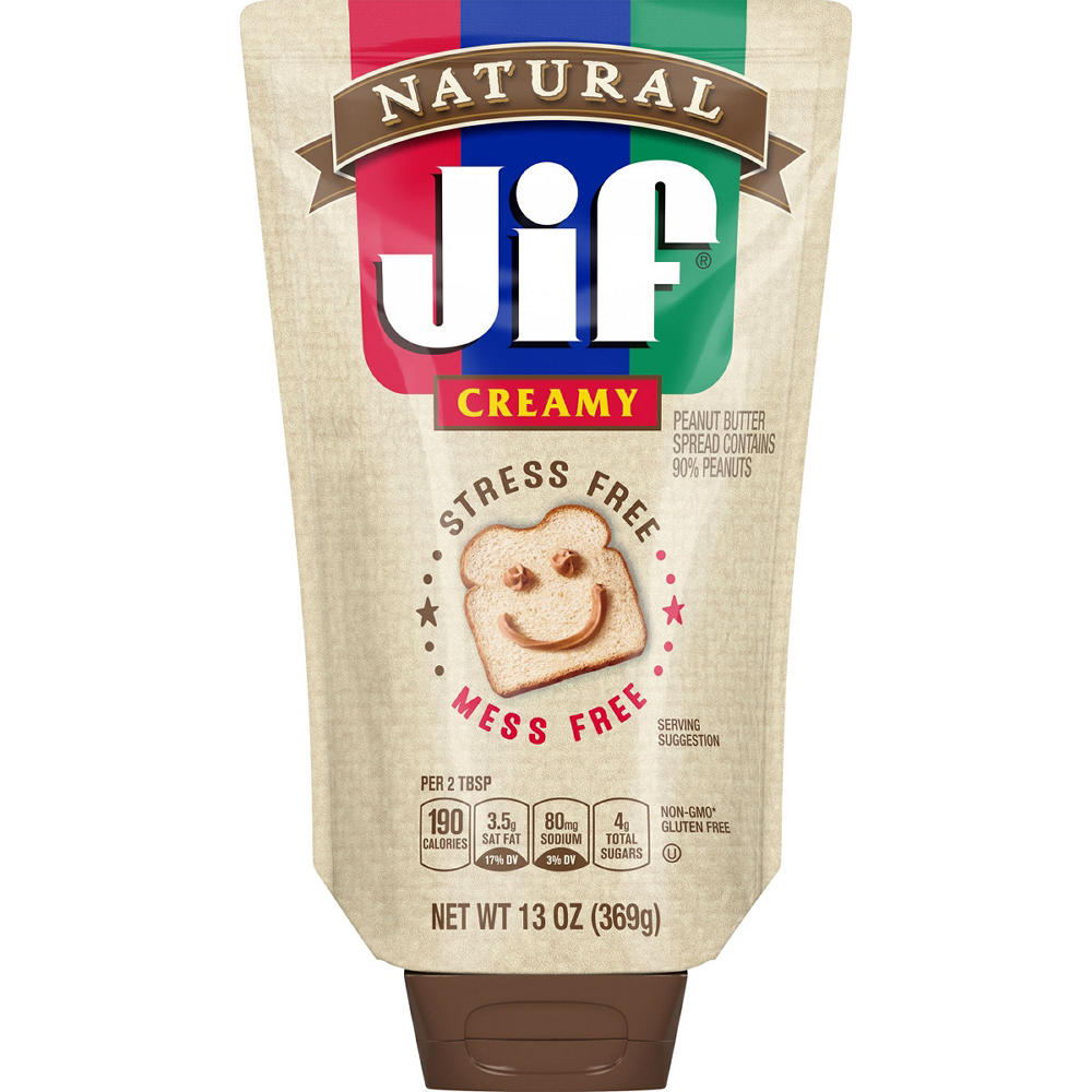 Jif Natural Simply Squeeze Creamy Peanut Butter Spread, 13 oz