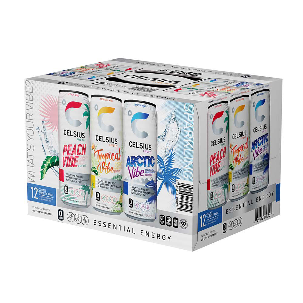 Celsius 0g Sugar Vibe Sparkling Energy Drinks - Variety Pack, 12 pk