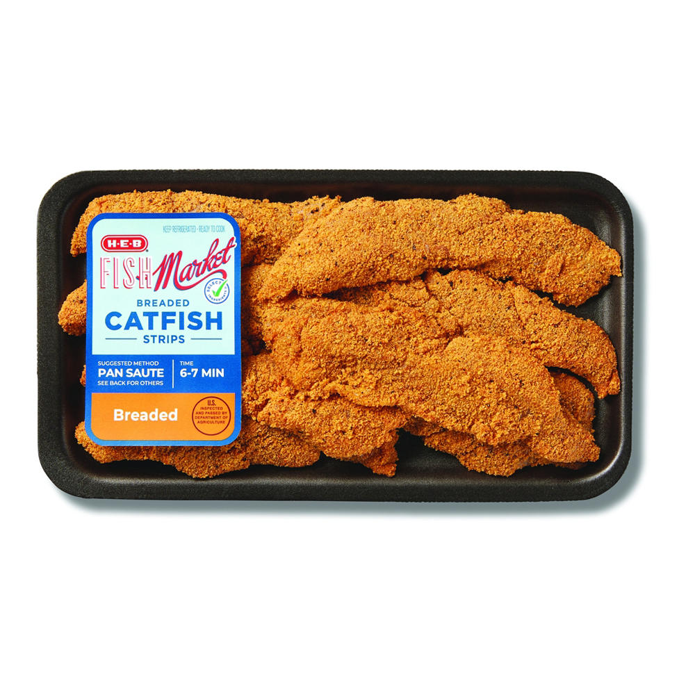 H-E-B Fish Market Fish Market Seasoned Breaded Catfish Strips, Avg. 1.0 lb