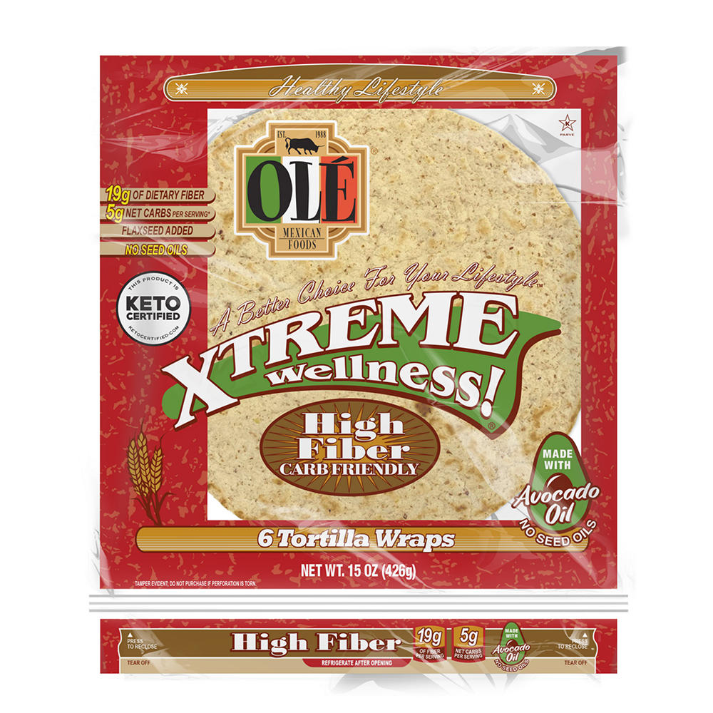 Ole Xtreme Wellness Whole Wheat High Fiber Tortillas, 6 ct