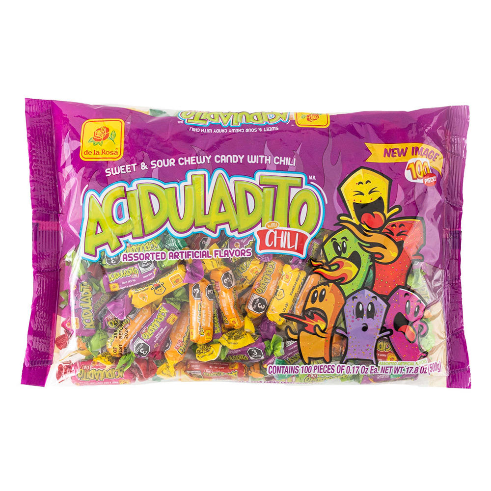 De La Rosa Aciduladito with Chili Assorted Chewy Candy, 100 pc