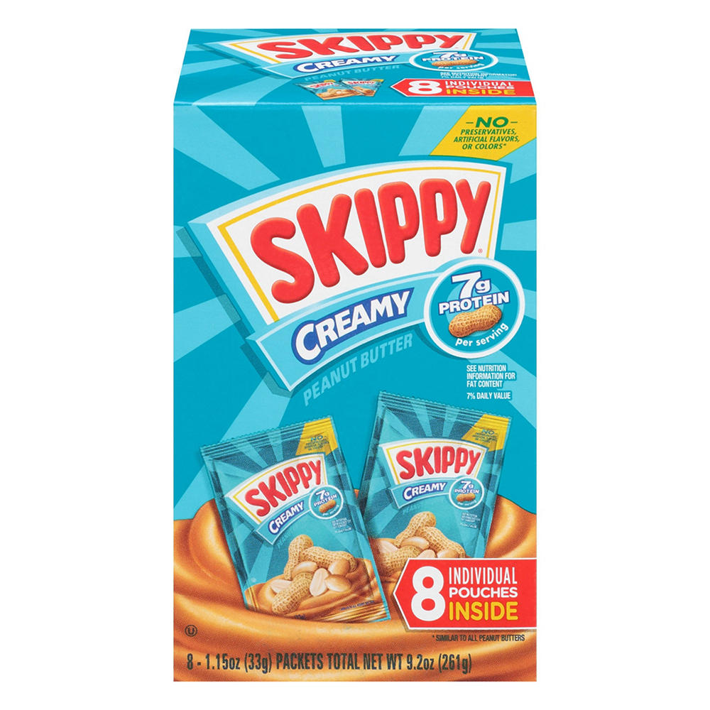 Skippy Creamy Peanut Butter Individual Squeeze Pouches, 8 ct