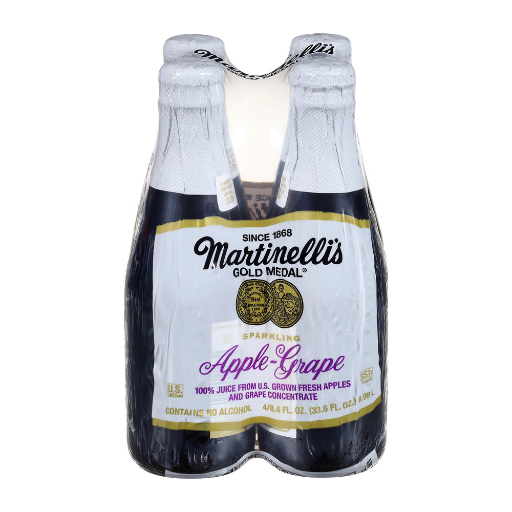 Martinelli's Gold Medal Sparkling Apple Grape Juice 4 pk Bottles, 8.4 oz