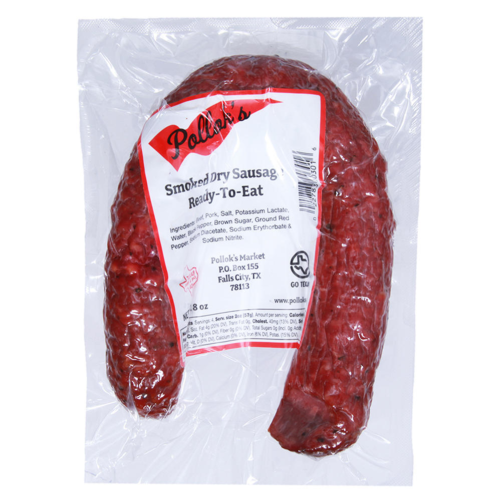 Pollok's Smoked Dry Sausage, 8 oz