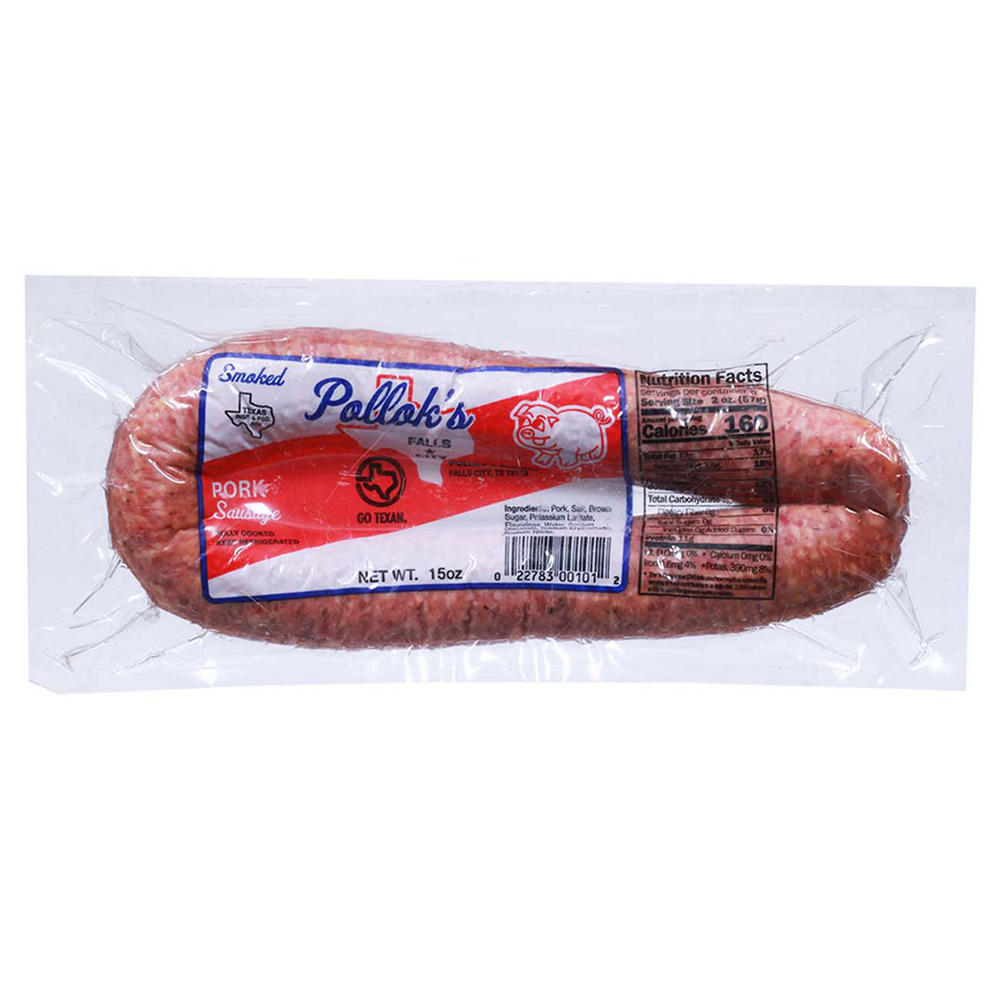 Pollok's Pork Smoked Sausage Ring, 15 oz