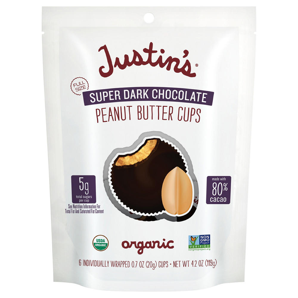 Justin's Organic Super Dark Chocolate Peanut Butter Cups, 4.2 oz