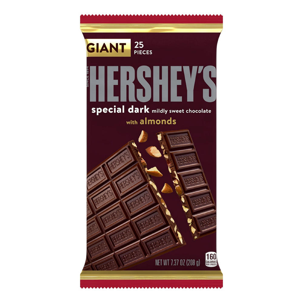 Hershey's Special Dark Chocolate with Almonds Giant Candy Bar, 7.37 oz