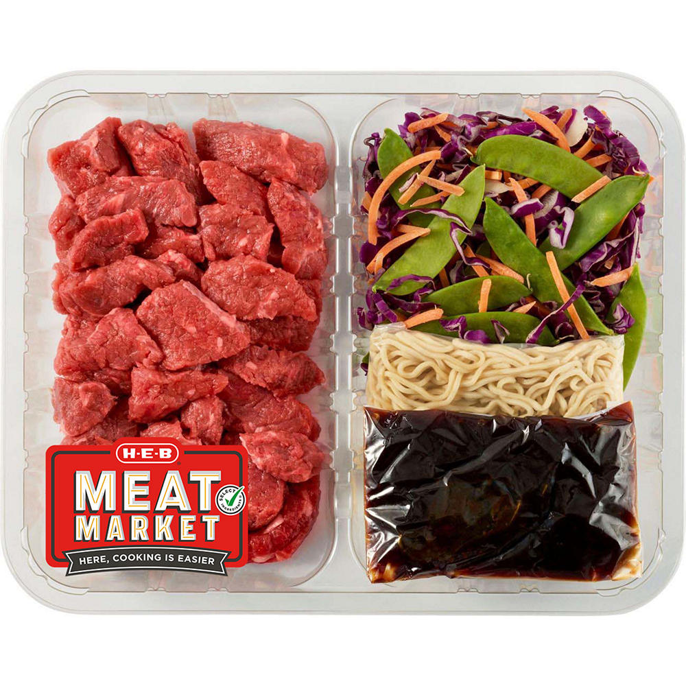 H-E-B Meat Market Stir Fry Kit - Mongolian Beef & Vegetables, Avg. 2.35 lbs