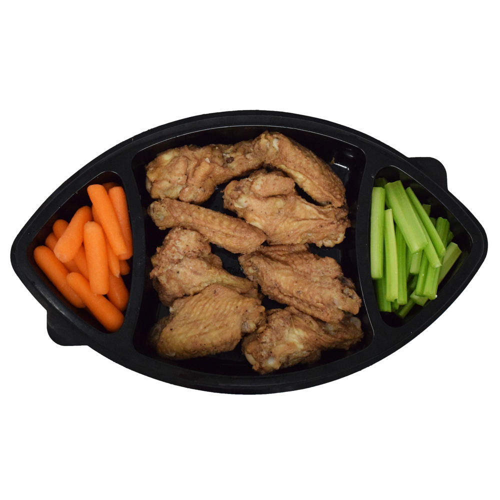 H-E-B Football-Shaped Party Tray - Cold Wings & Veggies, 13 in