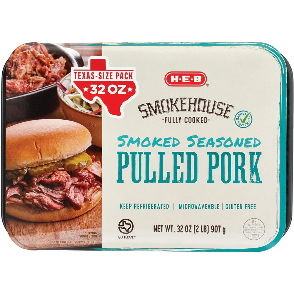 H-E-B Fully Cooked Pulled Pork - Smoked Seasoned - Texas-Size Pack, 32 oz