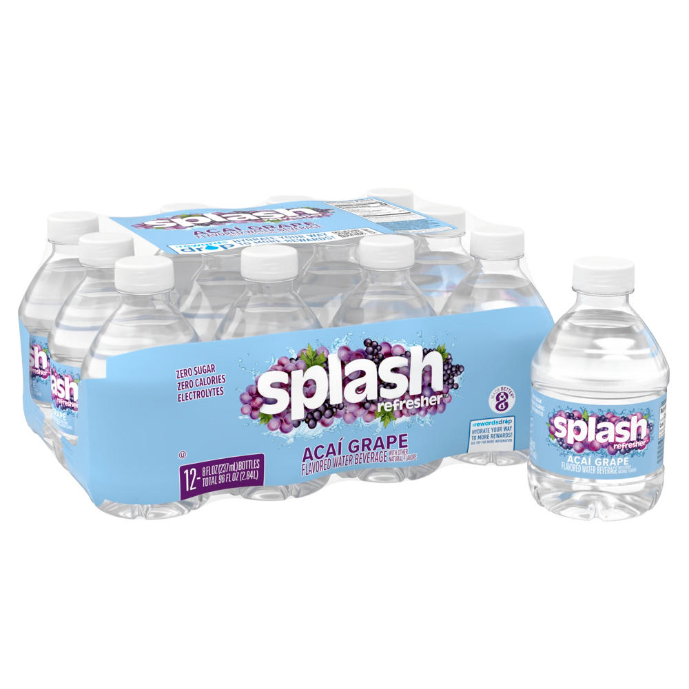 SPLASH Acai Grape Flavor Water Beverage 8 oz Bottles, 12 pk