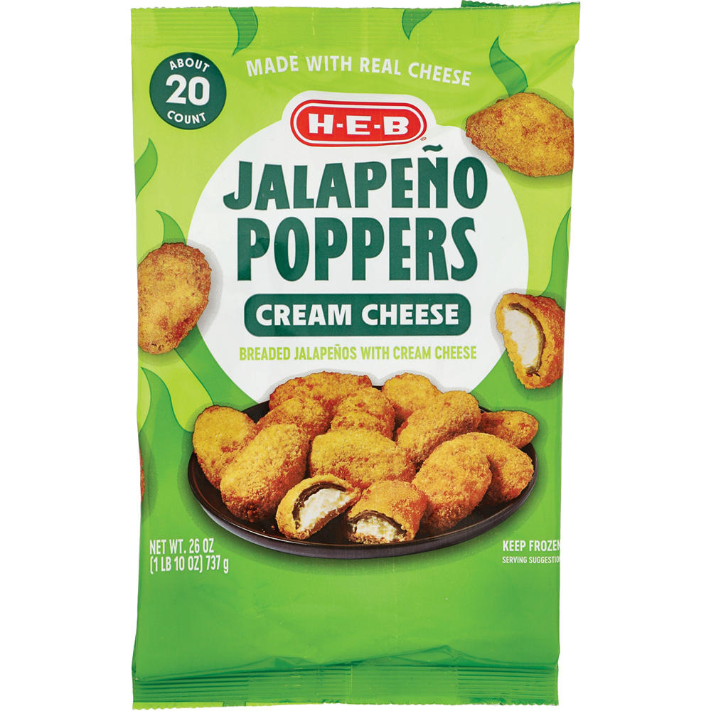 H-E-B Frozen Cream Cheese-Stuffed Breaded Jalapeño Poppers, 26 oz