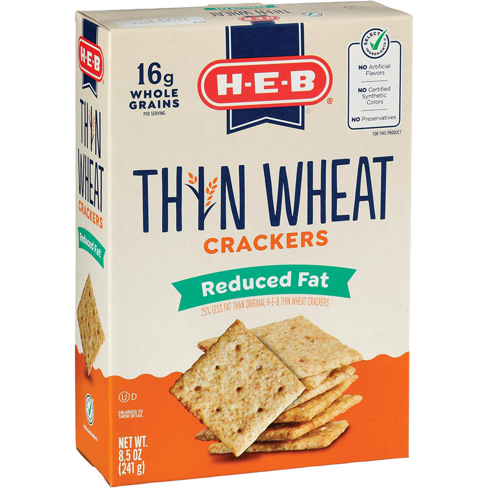 H-E-B Thin Wheat Crackers - Reduced Fat, 8.5 oz