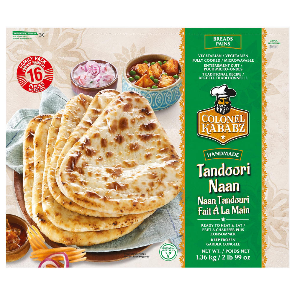 Colonel Kababz Plain Tandoori Naan Bread - Family Pack, 16 ct