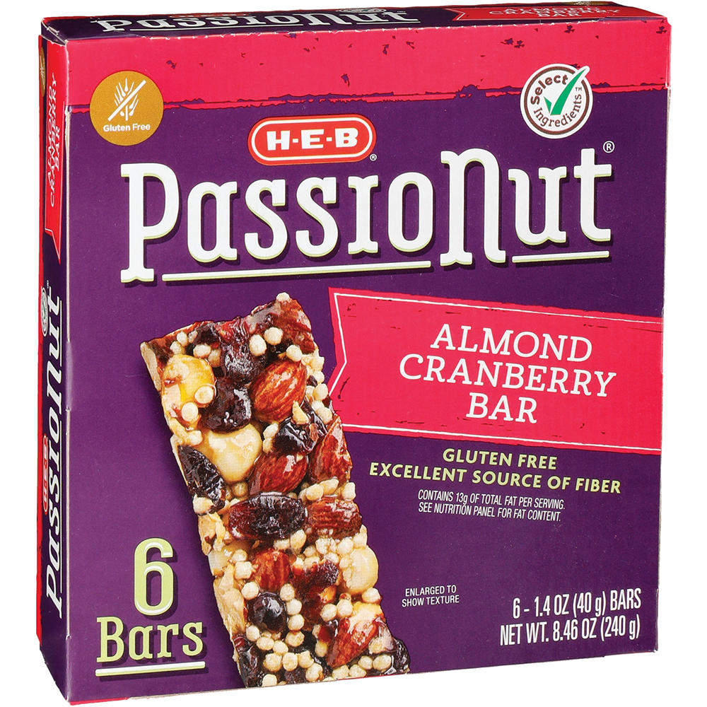 H-E-B Passionut Snack Bars - Almond Cranberry, 6 ct