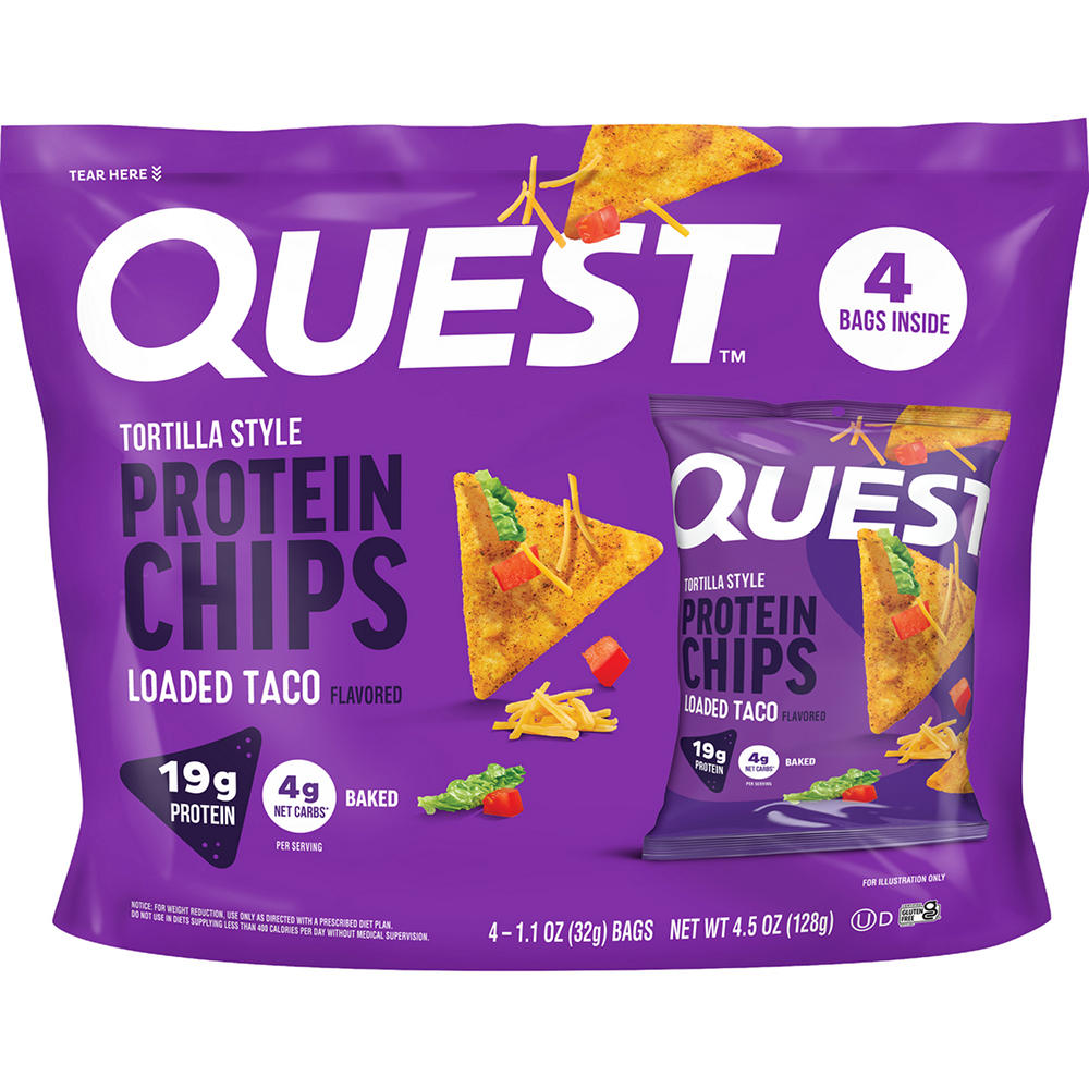 Quest Tortilla-Style 19g Protein Chips Multipack - Loaded Taco, 4 ct