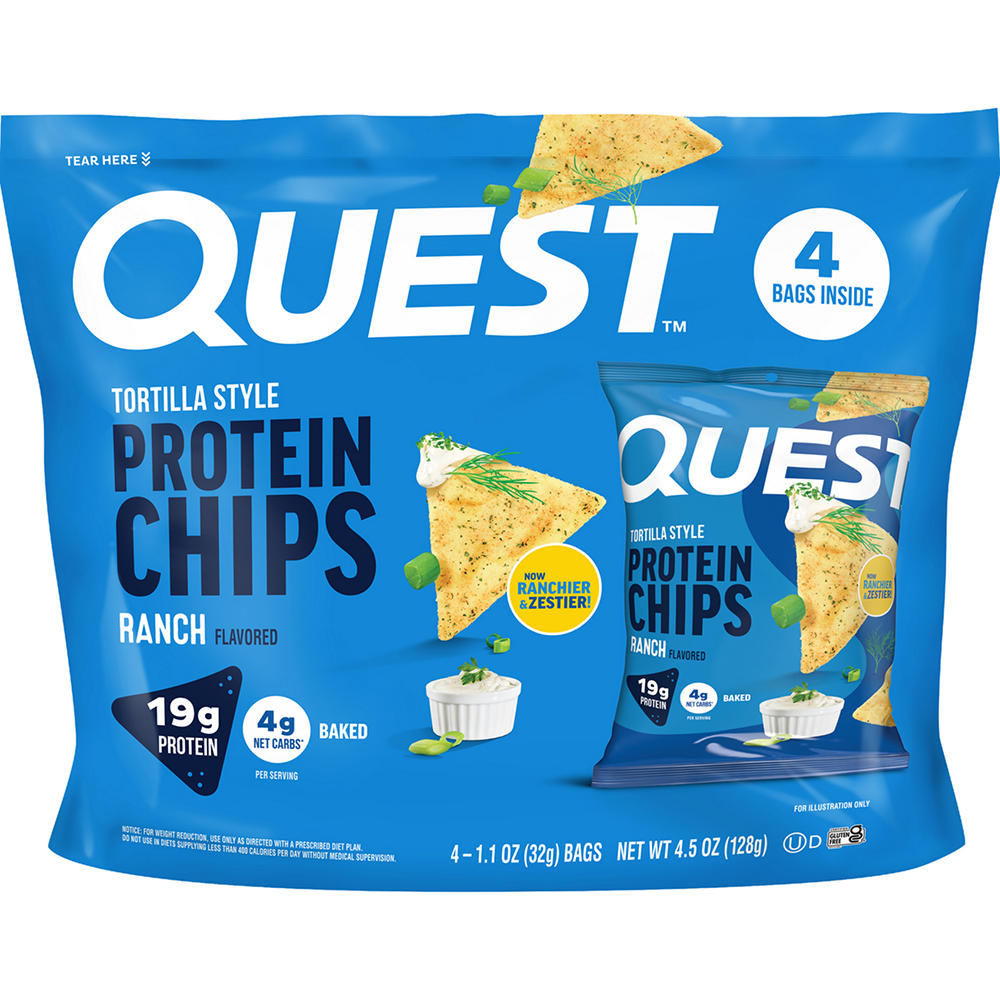 Quest Tortilla-Style 19g Protein Chips Multipack - Ranch, 4 ct