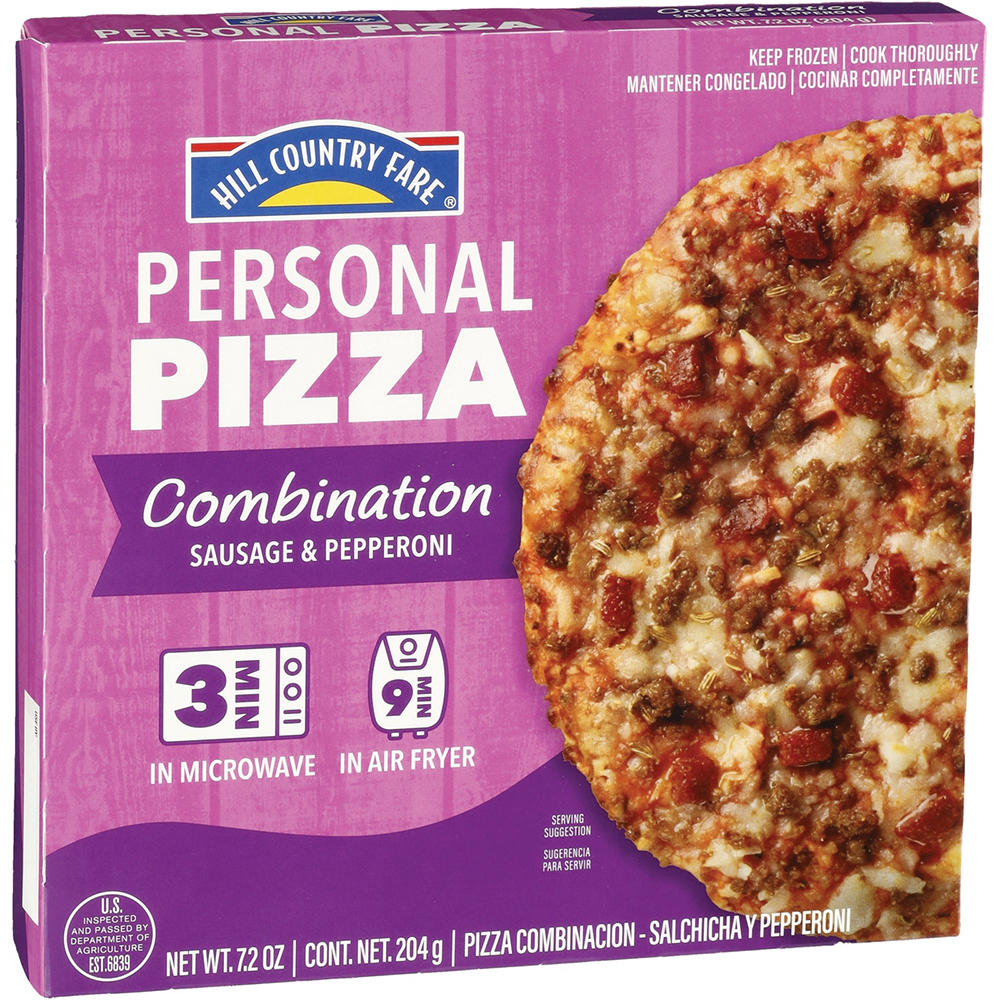Hill Country Fare Personal Size Frozen Pizza - Combination, 7.2 oz