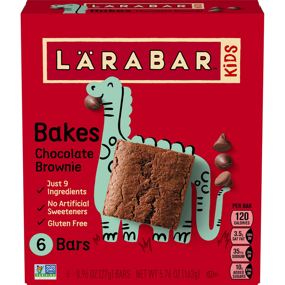 LÄRABAR Kids Bakes Chocolate Brownie Snack Bars, 6 ct