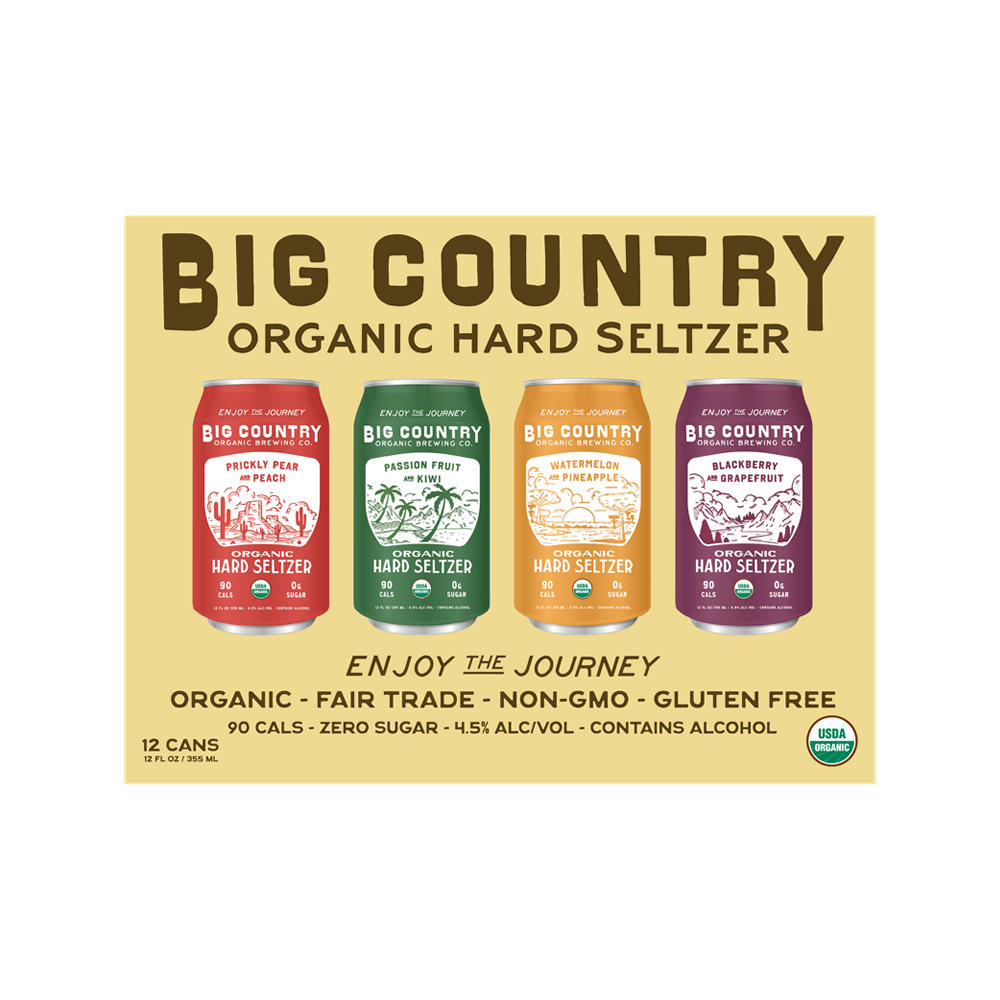 Big Country Organic Brewing Co. Organic Hard Seltzer Variety Pack, 12 fl oz